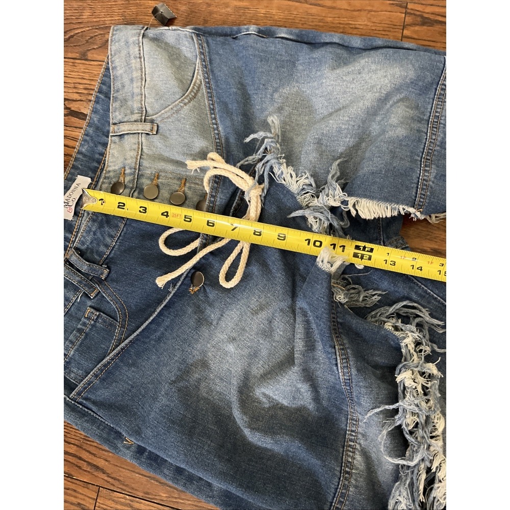Madonna & Co Denim Jeans W/ Skirt Overlay XL Distressed Cinched Ankle $139 MSRP - Picture 11 of 12